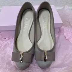 DIANA ベージュ　フラットシューズ リボン　バレエ　23cm