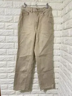 【美品】　GU ベージュ　デニムパンツ　ストレート　Sサイズ　ジーユー