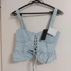 SpRay デニム レースアップ ビスチェ ケミカルブルー サイズF