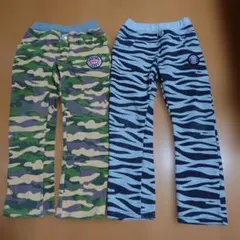 裏起毛迷彩柄とゼブラ柄のボトムス2枚組