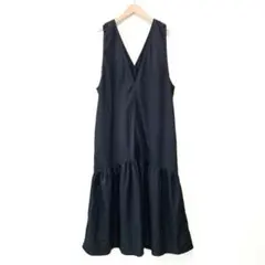 美品 Omekashi タフタギャザージャンパースカート シャカシャカ素材 黒