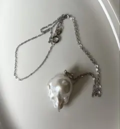 超高照り　大粒　淡水バロックパール ネックレス シルバーS925 シンプル