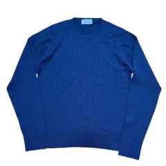 美品 ジョンスメドレー ケーブル編み ウール クルーネック 薄手 ネイビー M