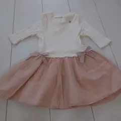 【美品】プティマイン petit main リボン付きチュールワンピース