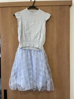 snidel ノースリーブ ワンピース グレー/水色