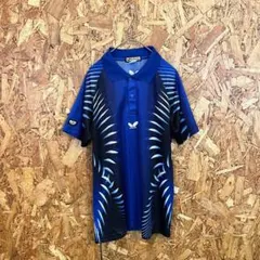 Butterfly 半袖ポロシャツ ロゴ刺繍 ドライ素材 ブルー メンズ M