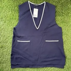 【タグ付】グリーンレーベルリラクシング バイカラーVネックニットベスト