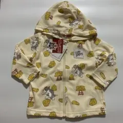 新品　タグ付き　トムとジェリー　イエロー　薄手　ジップパーカー　羽織り　80