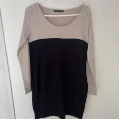 INGNI ベージュ・黒 長袖ひざ丈ワンピース