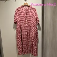 良品 Samansa Mos2 赤チェックワンピース