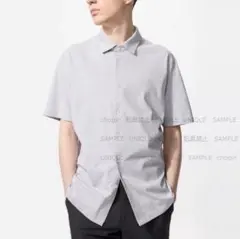 エアリズムコットンフルオープンポロシャツ　LIGHT GRAY　M　UNIQLO