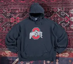 USA古着 カレッジロゴ プルオーバー パーカー ブラック XL