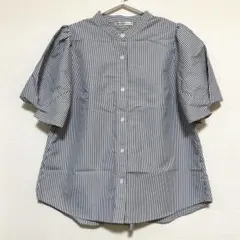 continuer de nice claup ブルーストライプ半袖ブラウス