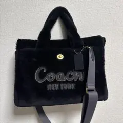 coach カーゴトート 34 シアリング ブラック ショルダーバッグ