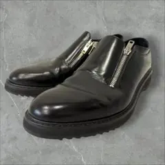 フロントジップ レザー ドレスシューズ ブラック