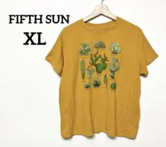 FIFTH SUN サボテンプリント Tシャツ【XL】半袖　観葉植物　マスタード