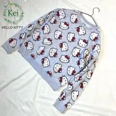 ✴️ サンリオ ハローキティ 総柄 トレーナー クルーネック 長袖 L XL