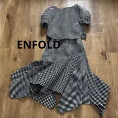 ENFOLD エンフォルド ネイビー パフスリーブ ワンピース 38 - メルカリ