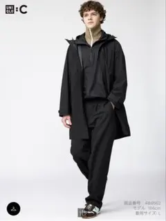 ユニクロc タックワイドテーパードパンツ　ブラック　S