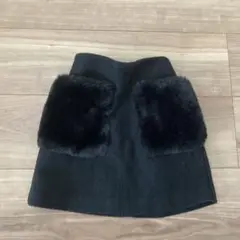 【GU】ファーポケットスカート　ブラック　110cm