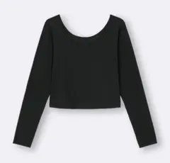 コットンブレンドリブクロップドワイドネックT [長袖] [ドライ] ジーユーGU