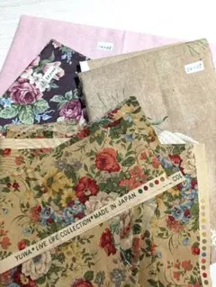 花柄綿生地＆手染めのシーチング生地　パッチワークに最適