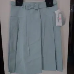 ライトブルー プリーツスカート ベルト付き