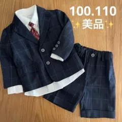 美品✨️ devrock チェック柄スーツ 100cm ネイビー フォーマル 入園