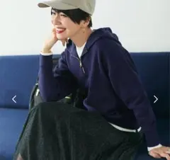 ☆お値下げ☆anyFAM　ネイビー　フード付ジップアップセーター　オンワード