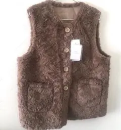 新品◯c.u.l フェイクファーベスト　ライトブラウン◯ゆったり　ルームウェア