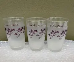 3個セット　昭和レトロ　グラス　コップ　花柄