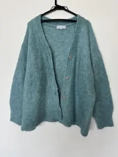 人気完売SEASON REASONブルーグリーンカーデファーシャギーしまむら