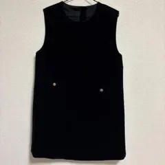 黒 ノースリーブ ミニワンピース　ベロア　美品のサムネイル