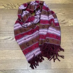 薄手　ストール　赤系　茶系　エスニック　アジアン