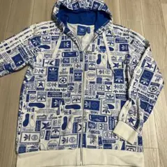 アディダス　ジップアップ　パーカー　ブルー