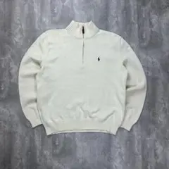 ラルフローレン 刺繍ロゴ ハーフジップニット オフホワイト L 5998