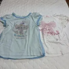 メゾピアノ　120 半袖Tシャツ2枚セット　メリーゴーランド　リボンのサムネイル