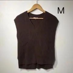 PLST ブラウン Vネック ニットベスト retro