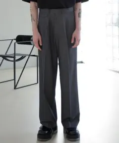 SIGNATURE Two-Tuck Wide Slacks [Grey]
