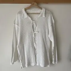 Kastane メッシュ襟付きオーバーカーディガン