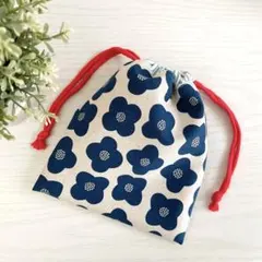 青色のお花巾着袋♡ハンドメイド