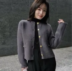 2025年最新】ラクーンブレンドノーカラーニットジャケットの人気