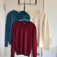 ユニクロ　エクストラファインメリノウールセーター 　レディースL メンズM