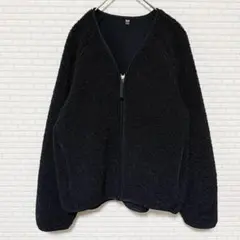 【美品】UNIQLO ユニクロ ジップアップジャケット ボア素材 黒 古着 中古