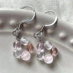 14KGF＊可愛い桜カット＊ピンクカルセドニーとピンクトパーズのピアス
