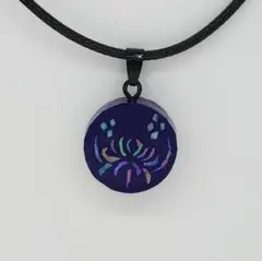 再会が花言葉 彼岸花デザイン 螺鈿ネックレス　青　藍色 和風　和モダン 普段使い
