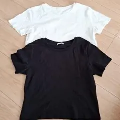 GU　ジーユー　ホワイト＆ブラック コットンミニTシャツ 2枚セット