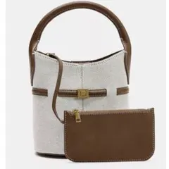 今季ZARA未使用完売⭐︎バックル付きキャンバスミニバケットバッグ