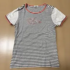 美品 LACOSTE ボーダー 半袖Tシャツ 40 M L 白 ラコステのサムネイル