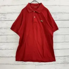 LACOSTE メンズ ポロシャツ 赤 半袖 ワニロゴ M相当 コットン 夏